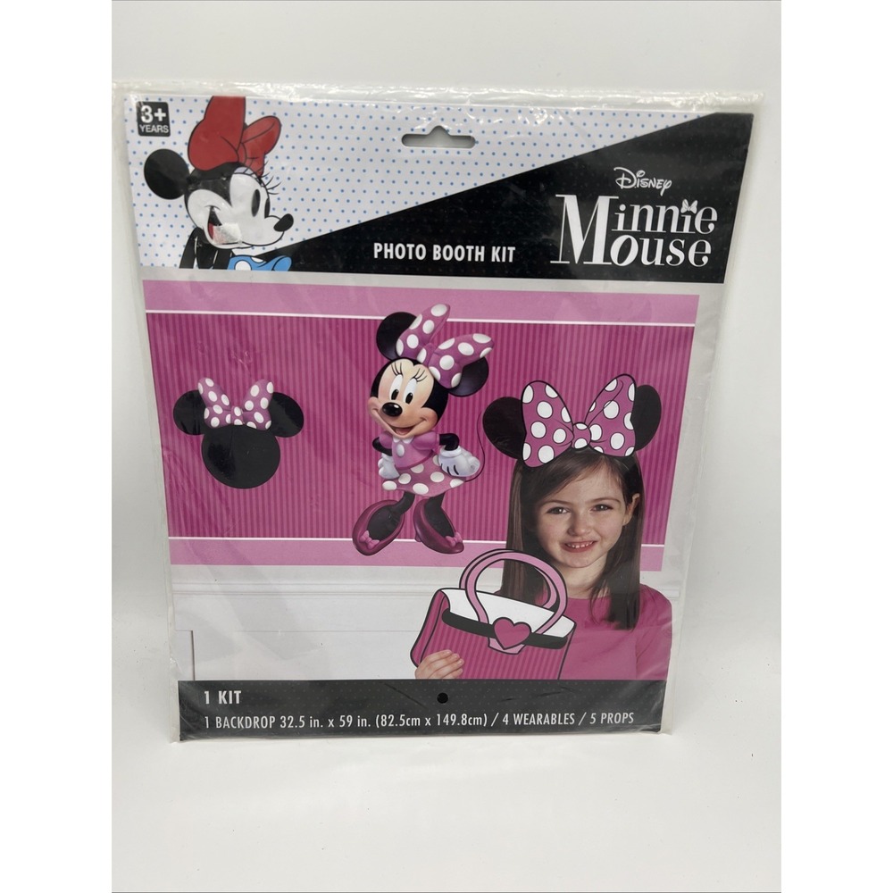 Disney Minnie Mouse Photo Booth Kit Party Decorations Backdrop Props NEW